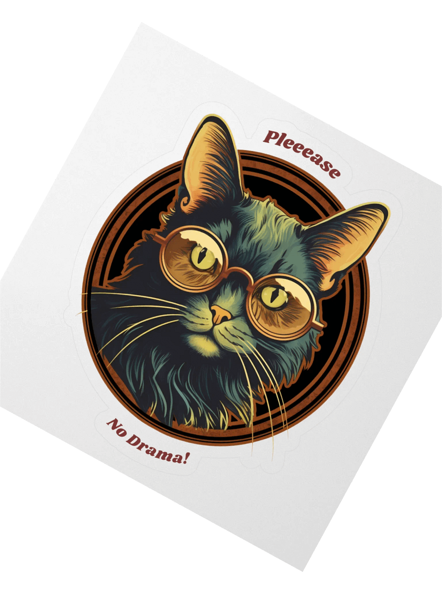 Cat with Glasses Please No Drama! Sticker product image (2)