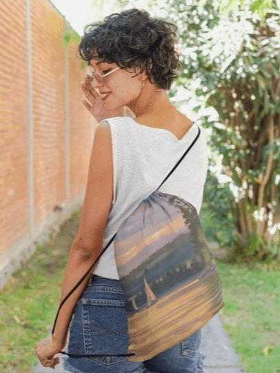 Sunset Lake Sailing, Drawstring Bag product image (2)