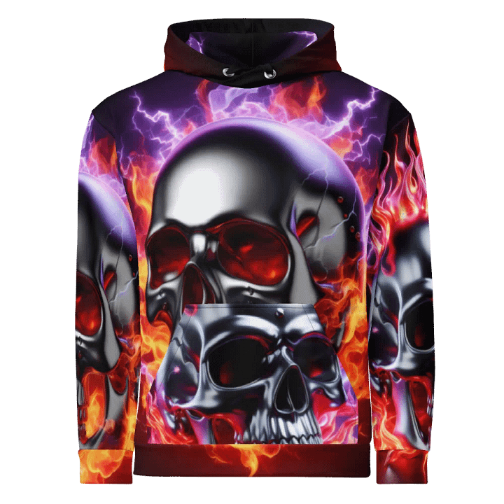 Silver Inferno Fury - Unisex Skull Hoodie #17 product image (1)