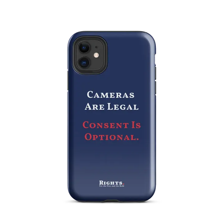 Cameras Are Legal Consent Is Optional. iPhone® Tough Case in Blue product image (2)