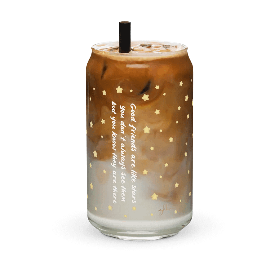 Good Friends Are Like Stars Glass Can Tumbler | 16oz Friendship-Themed Drinkware | Adorable Starry Night Design product image (4)