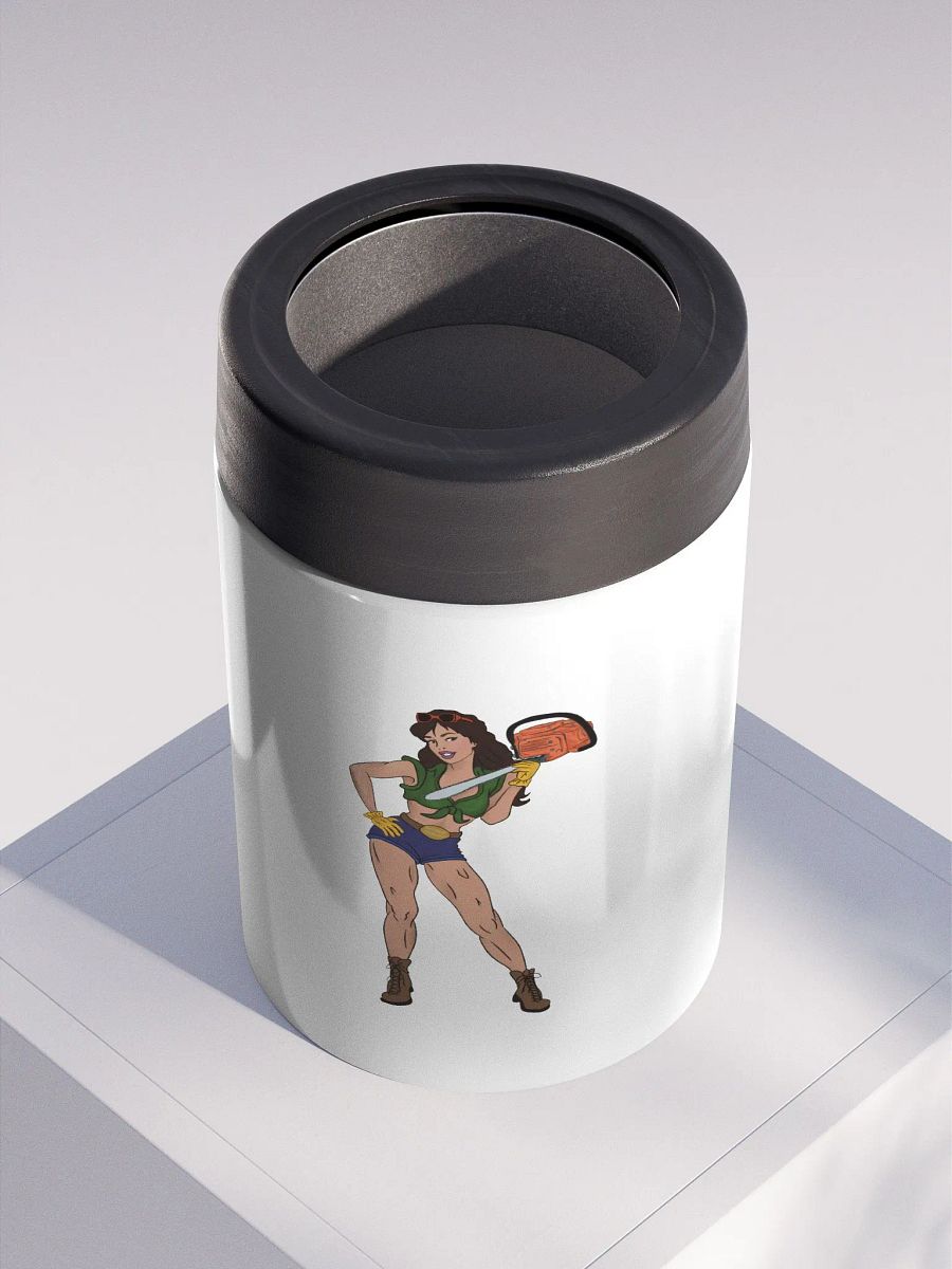 Brunette Chainsaw Betty Pinup Drink Stainless Steel Koozie product image (2)