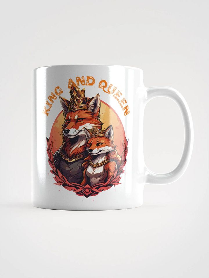 King and Queen White Glossy Mug | Elegant Fox Couple Design| Double-Sided Print | Perfect Gift for Anniversaries and Weddings product image (1)
