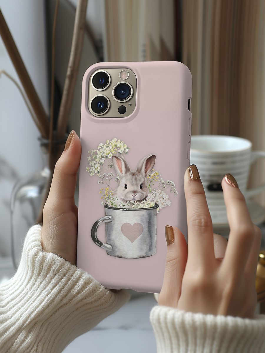 LITTLE BUNNY IN A MUG - BLUSH ROSE - SNAP IPHONE CASE product image (4)