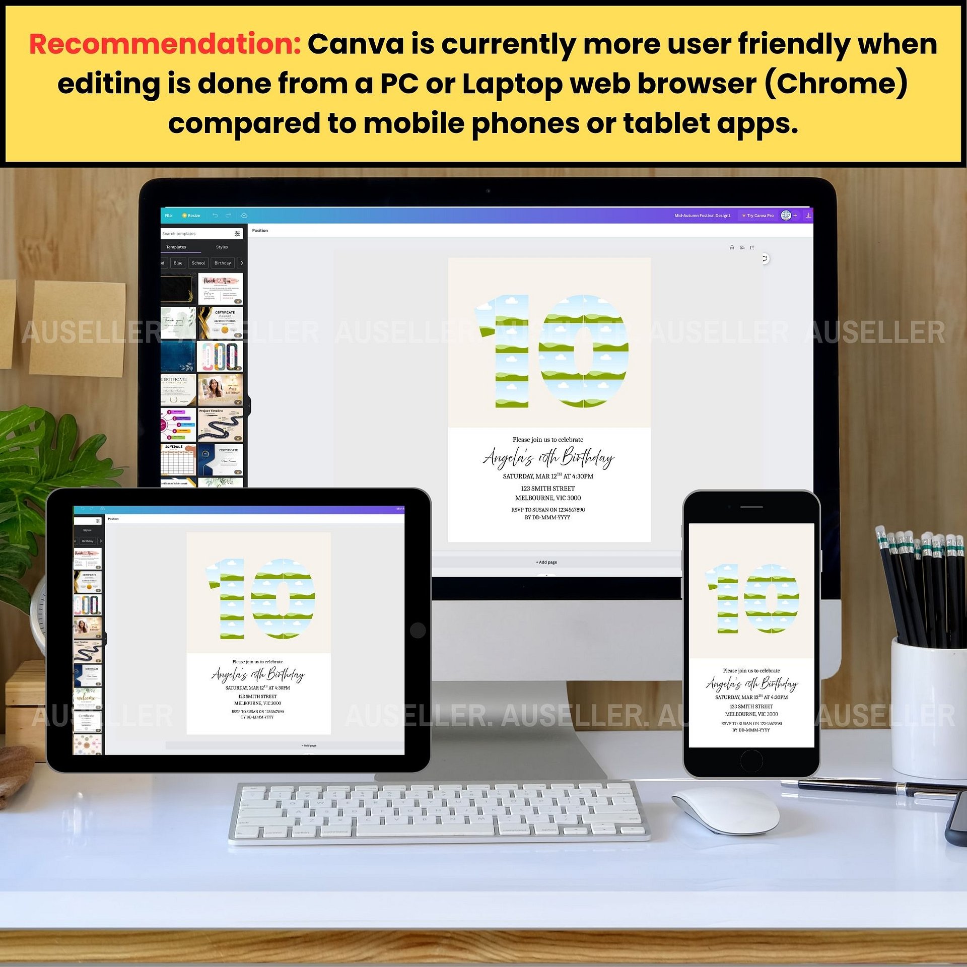 10th Birthday Photo Collage Editable Invitation Template product image (3)