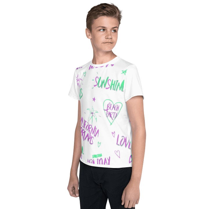 Kids Youth Crew Neck T-Shirt Summer Letter All-Over Print product image (2)
