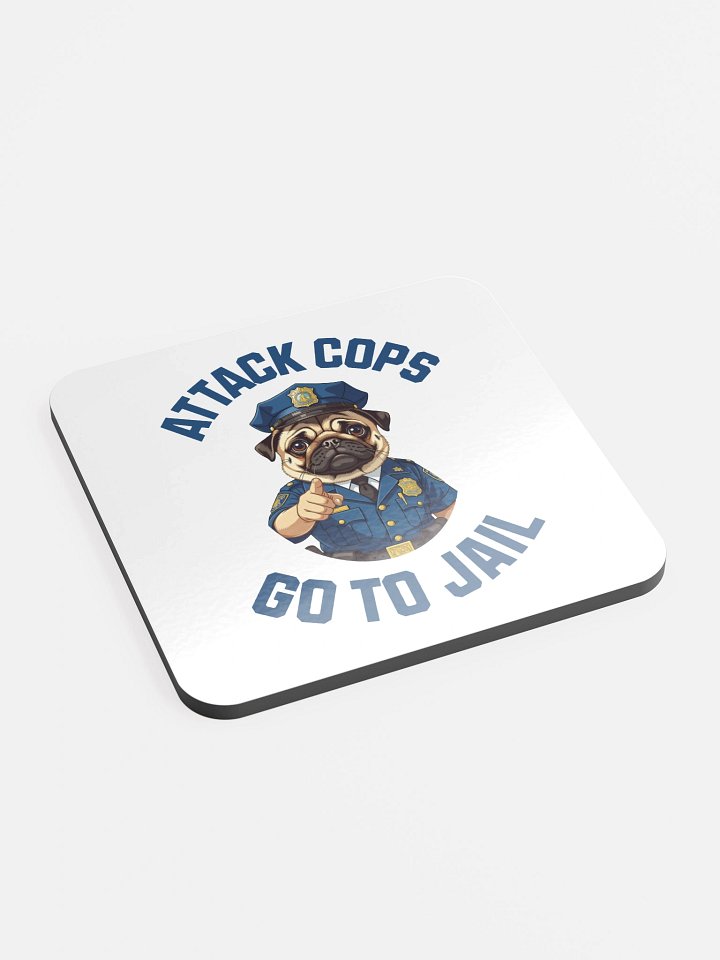 "Attack Cops Go to Jail" coasters - blue ink product image (2)