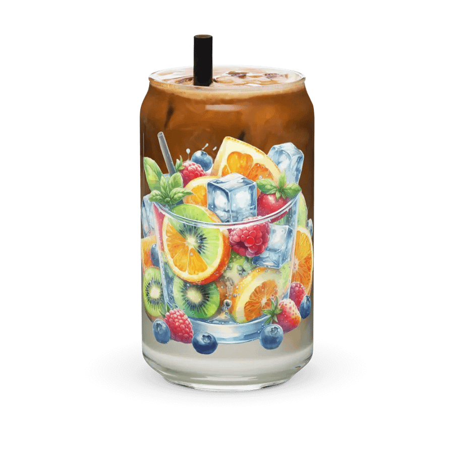 Fruit juice with fruit slice mixed water affect design-03-Can-Shaped Glass product image (7)