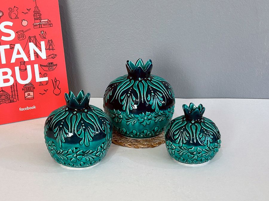 Ceramic pomegranates set (3 items) — handmade pottery, handmade ceramic product image (3)