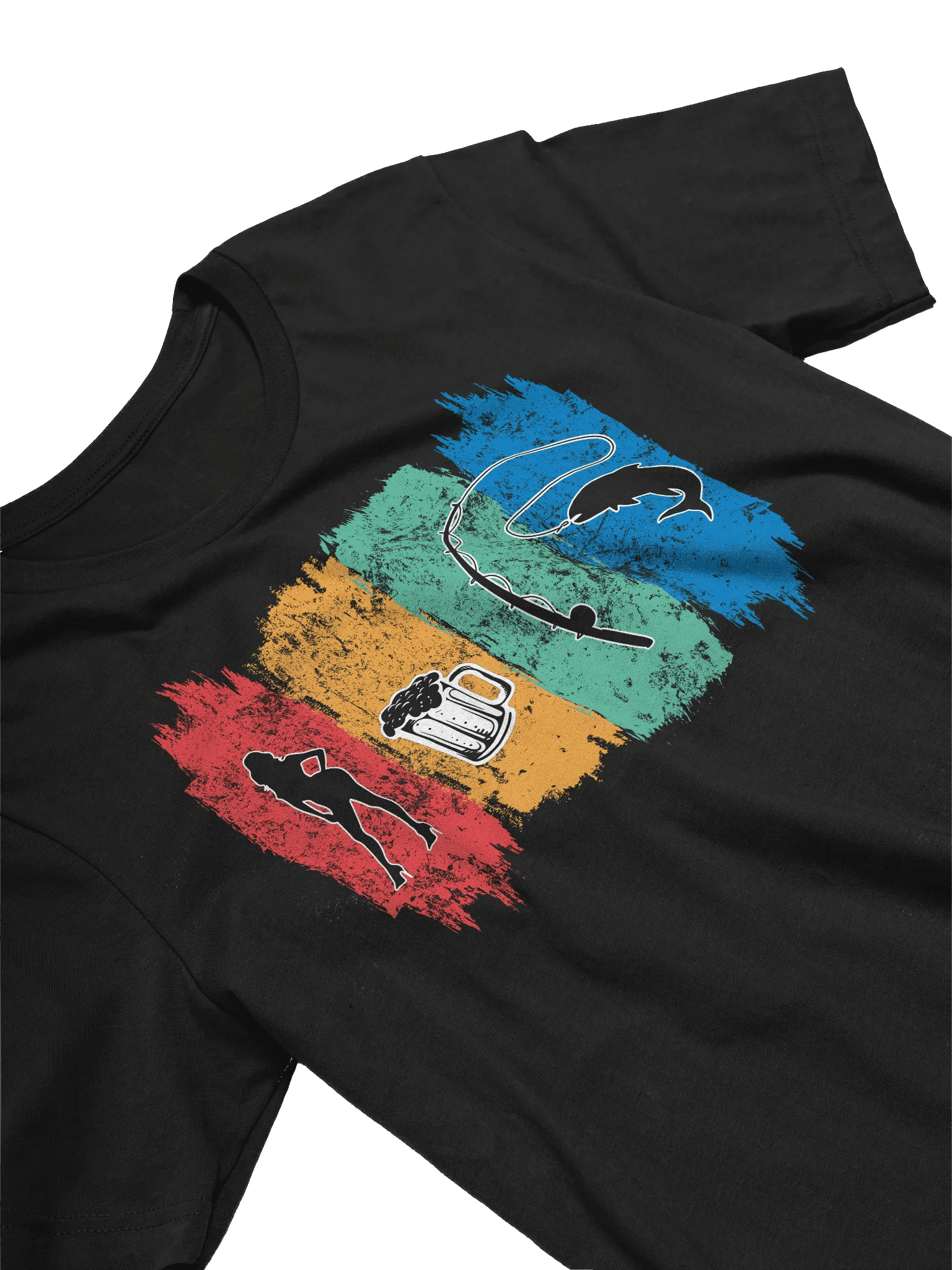 Funny Fishing T-Shirt – Beer, Babes & Bass Grunge Angler Tee, Perfect Birthday & Dad Gift for Fishermen product image (3)