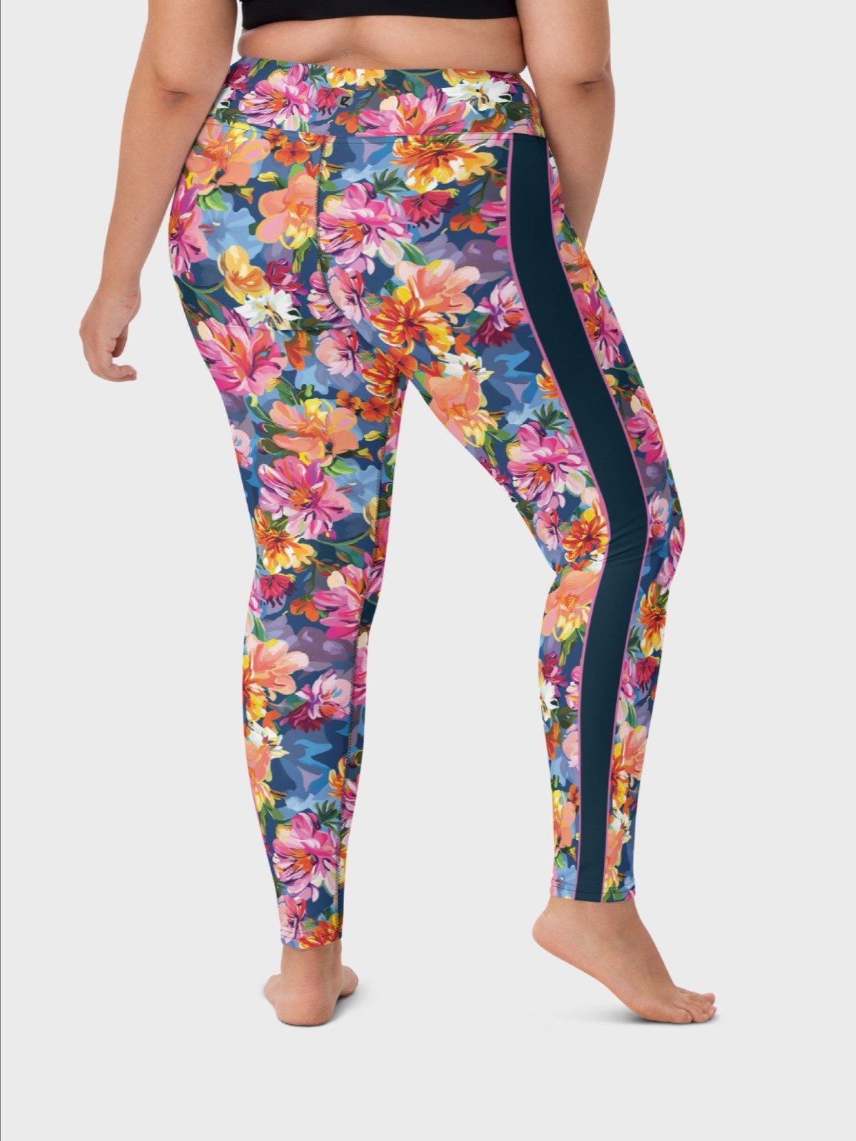 High-Waisted Leggings "Bold Abstract Florals" Mix Stripe product image (8)