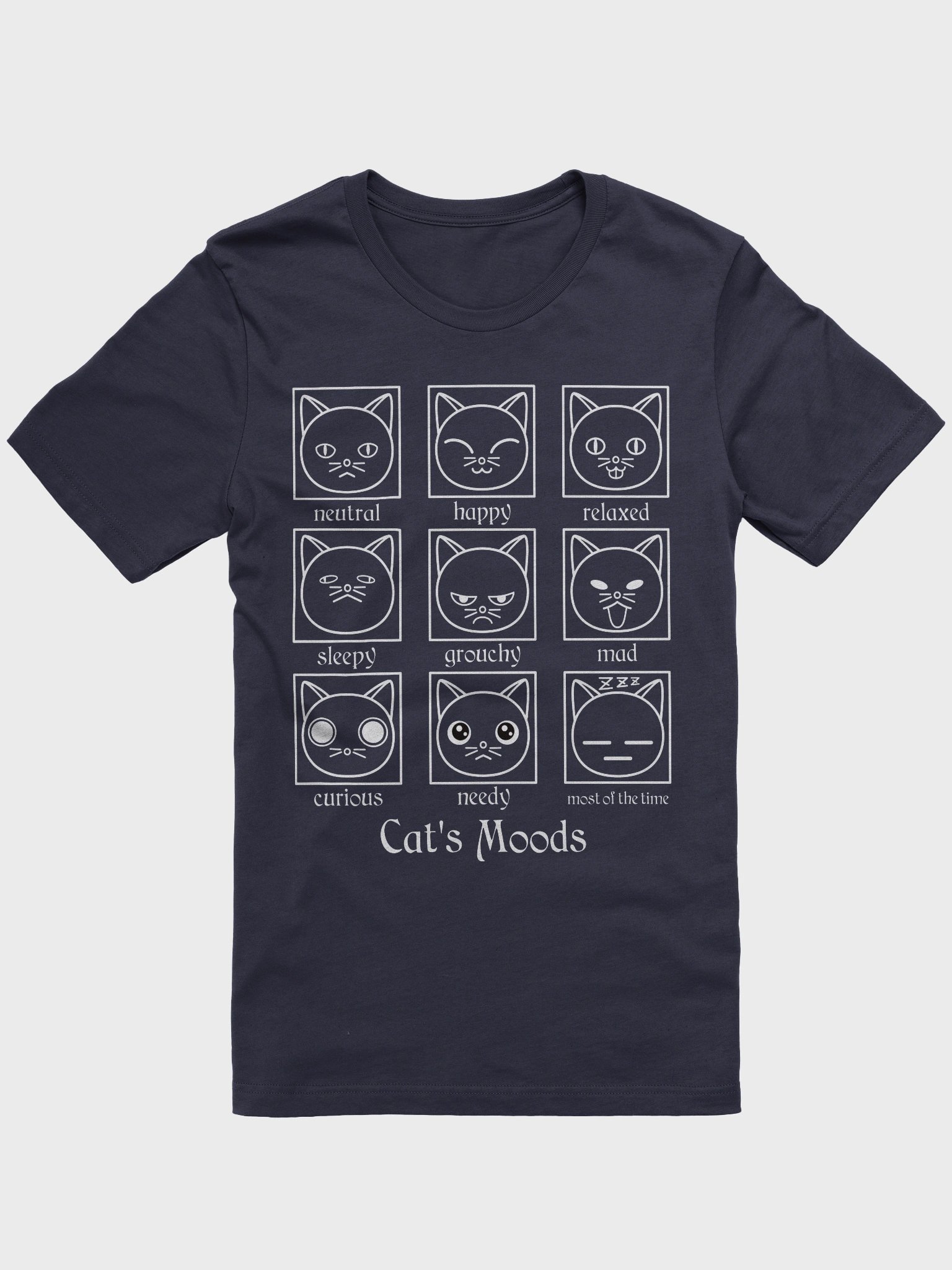 Cat's Moods (White Print) - Unisex Adult Super Soft Lightweight T-shirt product image (1)