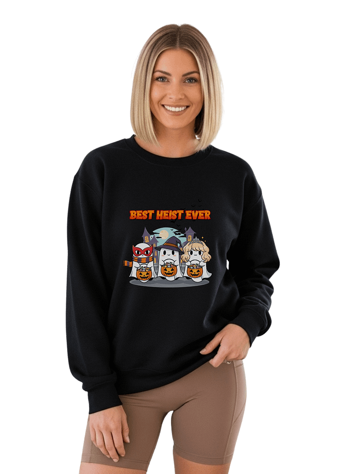 Best Heist Ever Halloween Sweatshirt For Women – Cute Funny Ghosts Trick-or-Treat Sweater, Cozy Spooky Season Pullover For Women product image (1)