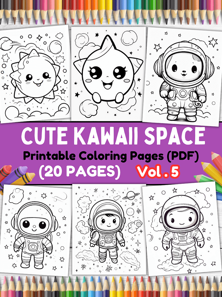 20 Cute Kawaii Space Coloring Pages#5 (PDF Coloring Pages) product image (1)