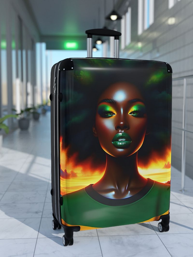 Travel Suitcase for Black Women and Girls Green Girl Power