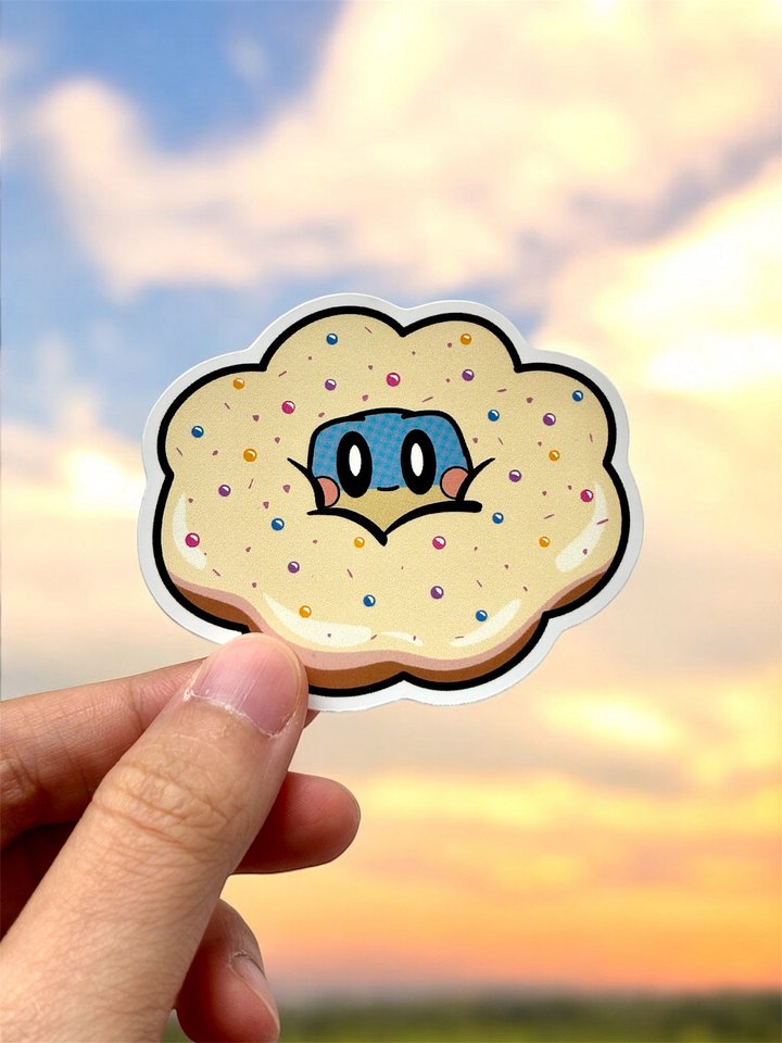 Birthday Cake Mochi Donut Waterproof Vinyl Sticker product image (1)
