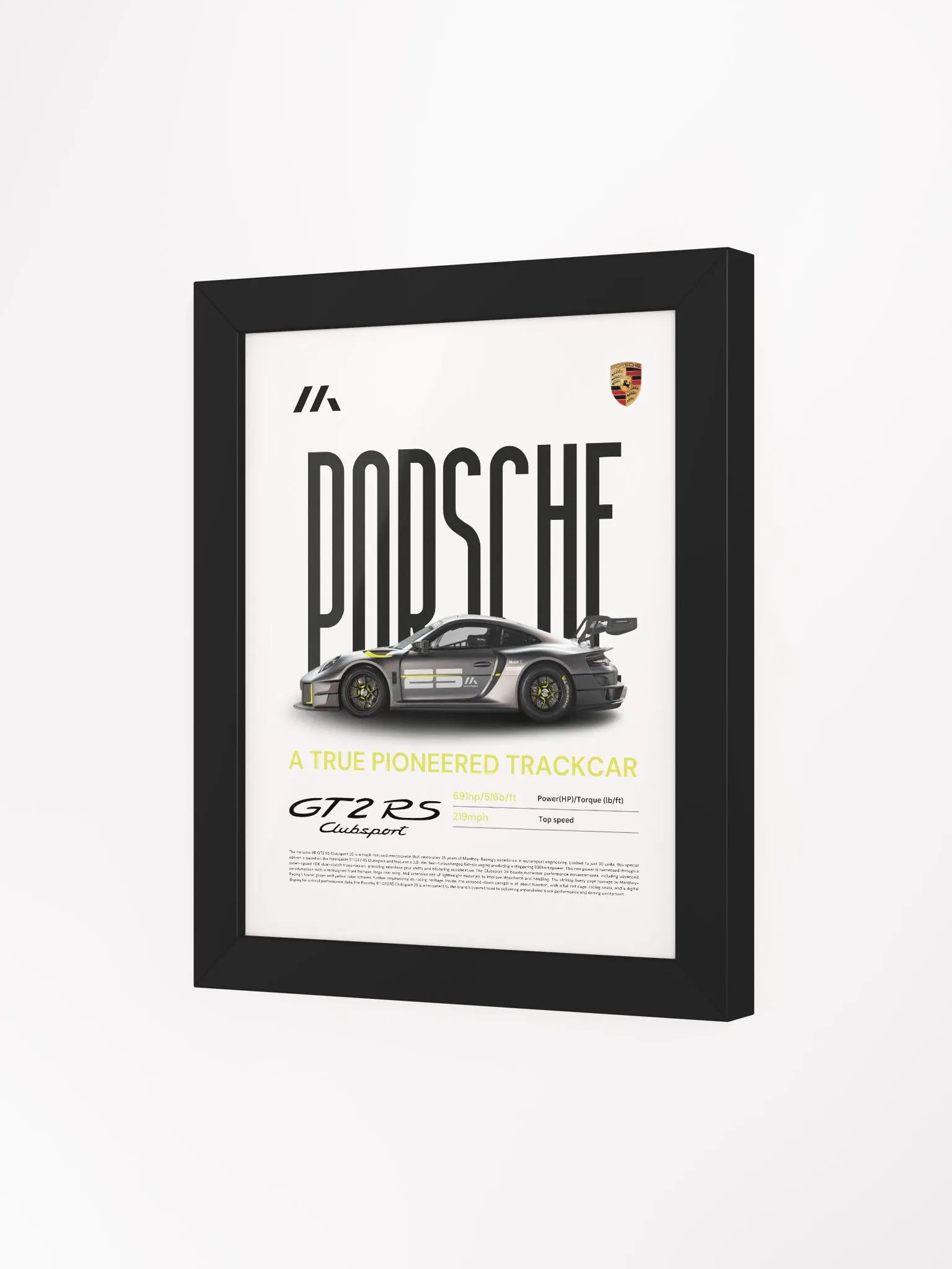PORSCHE GT2RS CLUBSPORT FRAMED POSTER product image (3)