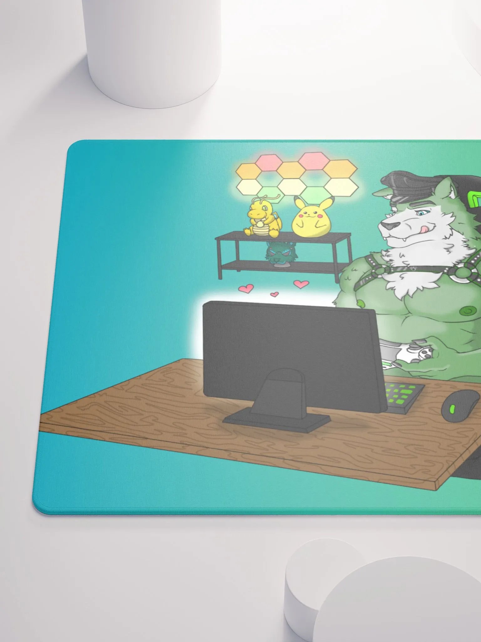 Cozy Wolf Dad Gaming Mouse Pad (Green / Left) product image (10)