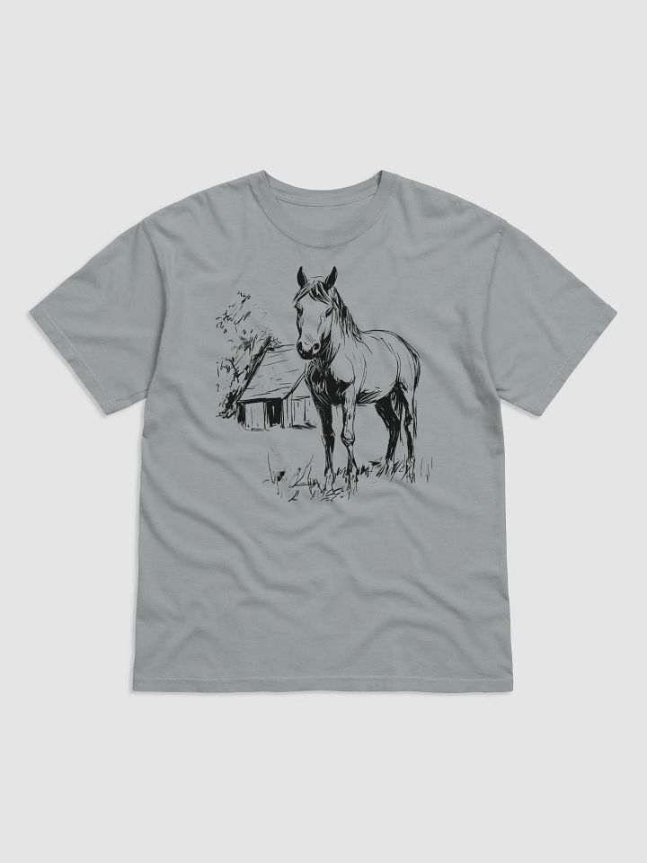 Pasture Morning – Horse & Barn Line Art Tee product image (2)