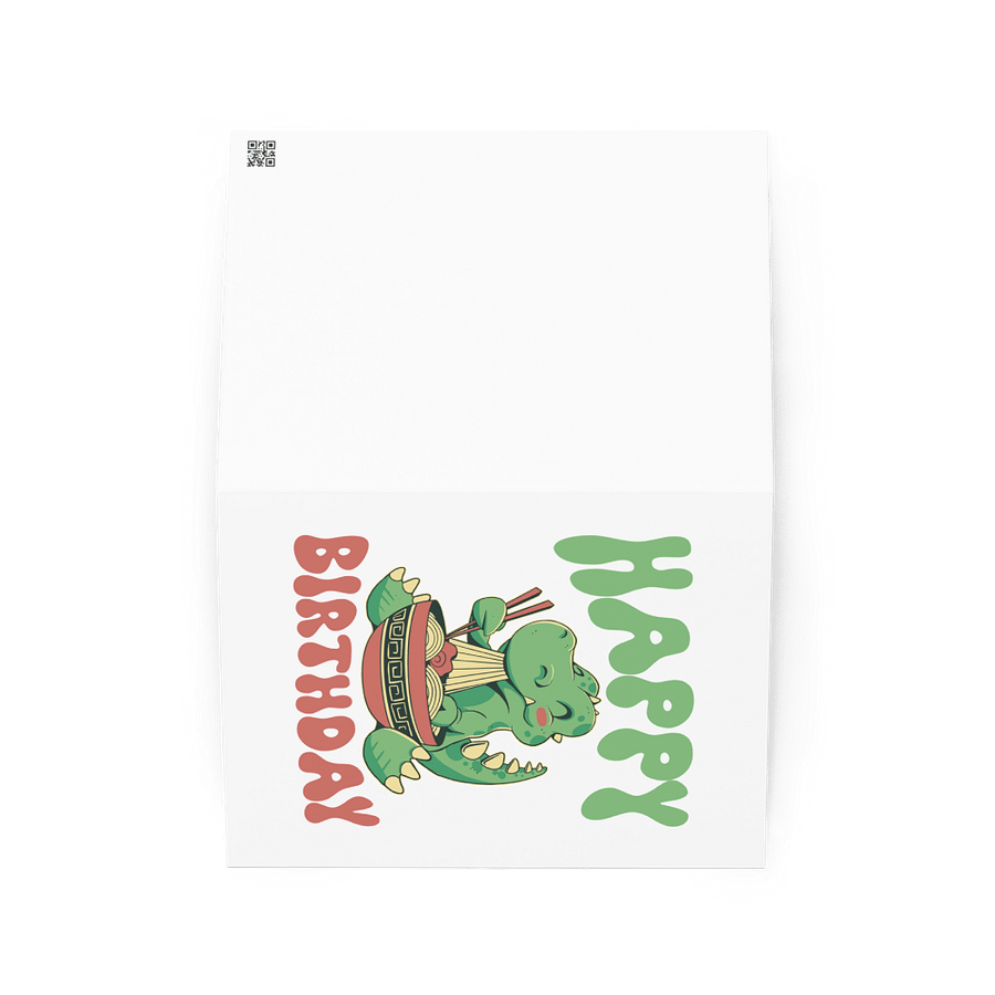 Happy Birthday (Dinosaur Eating Noodles) Birthday Card 5" x 7" product image (2)