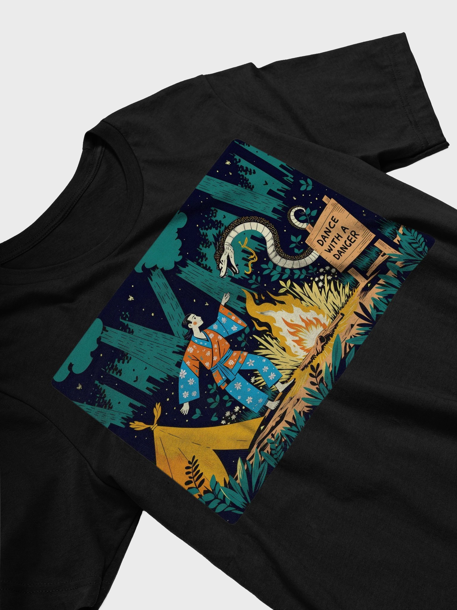 Mystical Forest Dance Poster | Snake & Fire Art Soft T-Shirt product image (24)