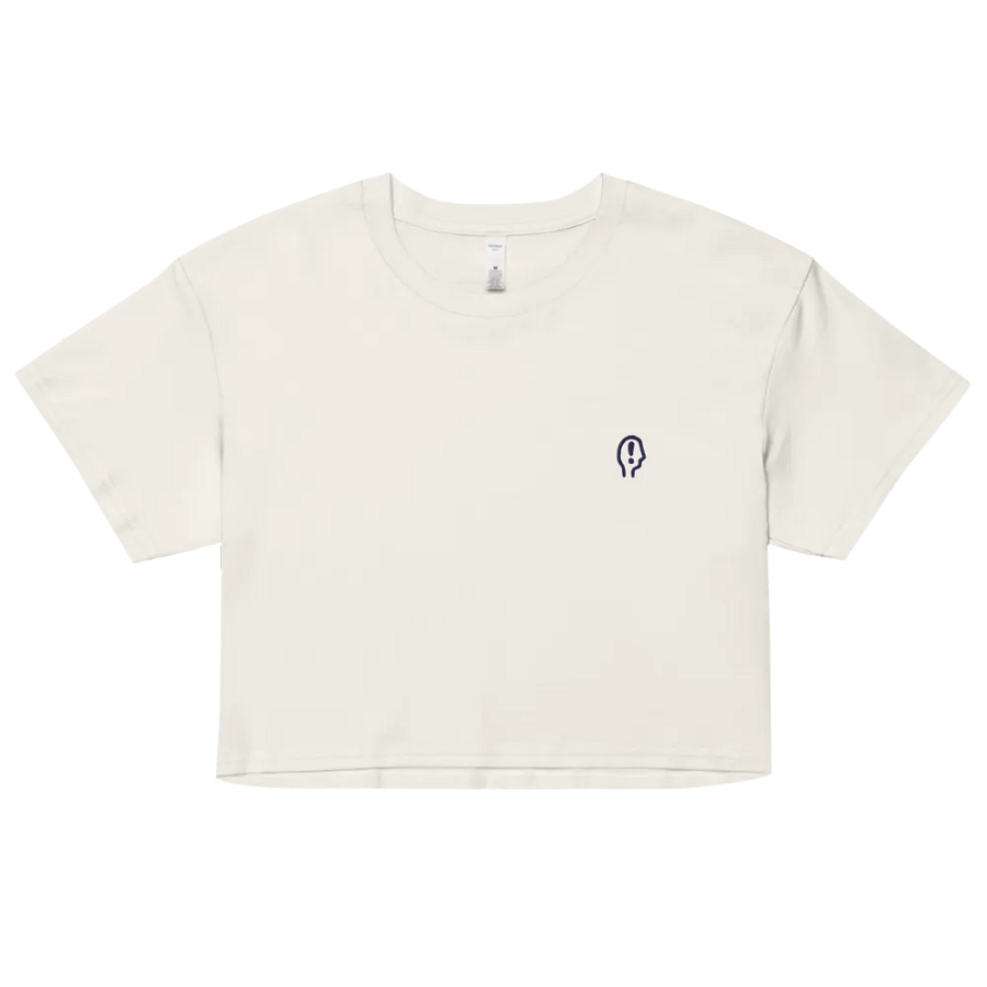 EXCLAIMING MENTALLY (L.C., navy) embroidered cotton crop top product image (37)