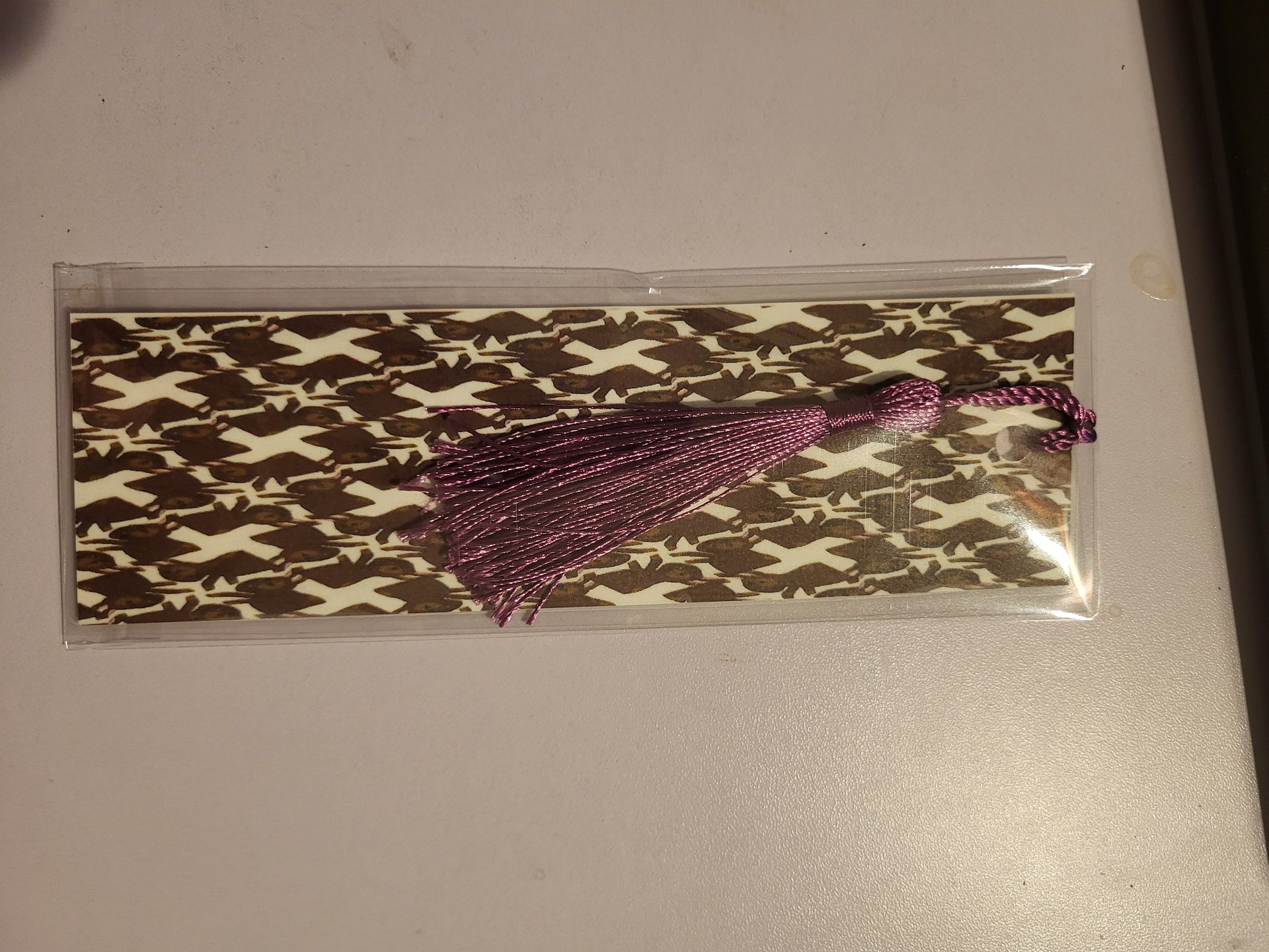 Blue Eyed Brown Curious Cartoon Kitty Pattern Laminated Bookmark with Tassel product image (2)