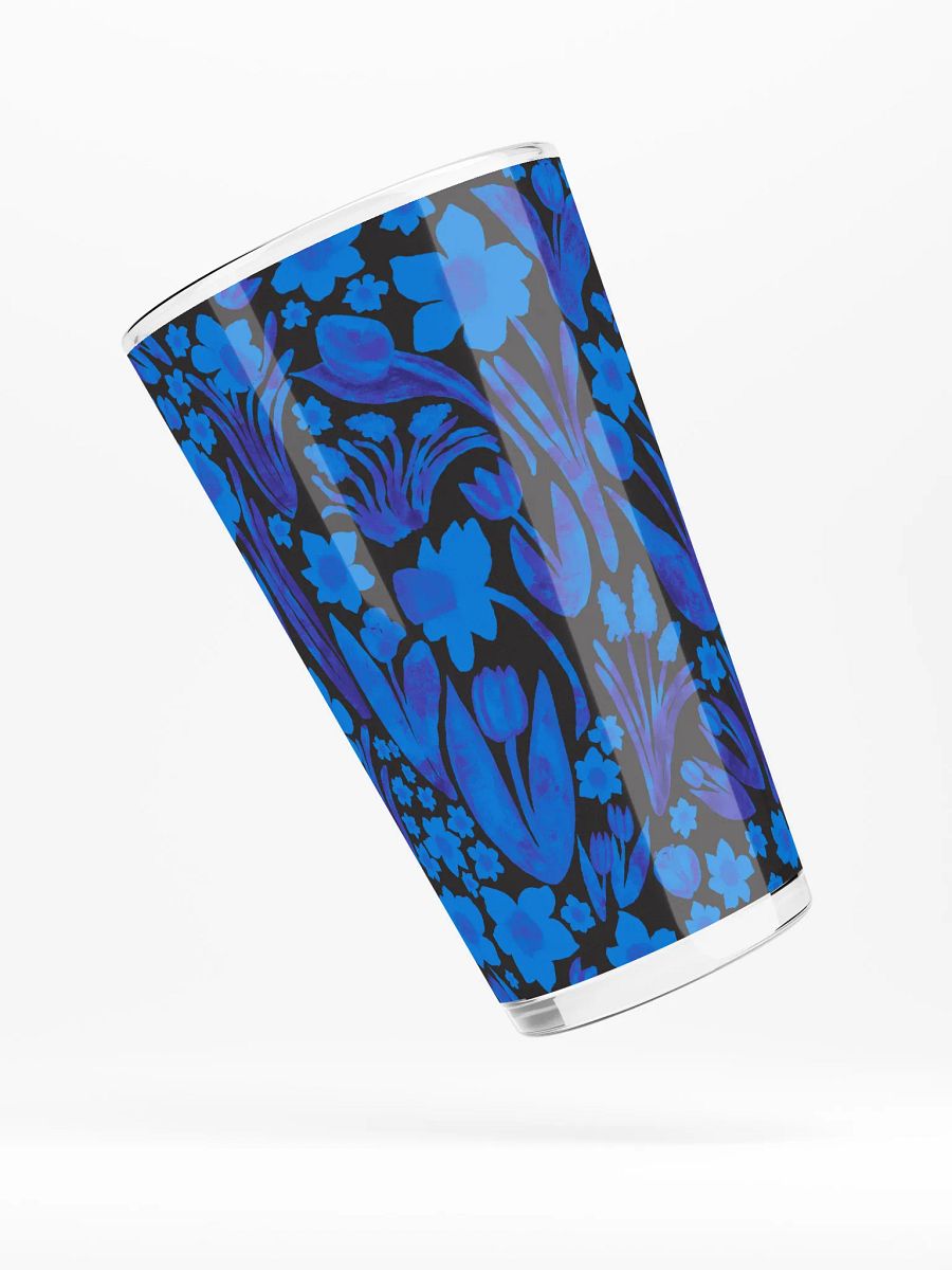 Spring Garden | Royal Blue on Black | Shaker Pint Glass by Monique Faella Designs™ Sip in Full Bloom 🌼🍹💙 product image (4)