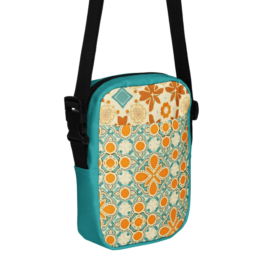 Teal, Orange and Tan Boho Crossbody Bag – Two-Pattern Style product image (5)