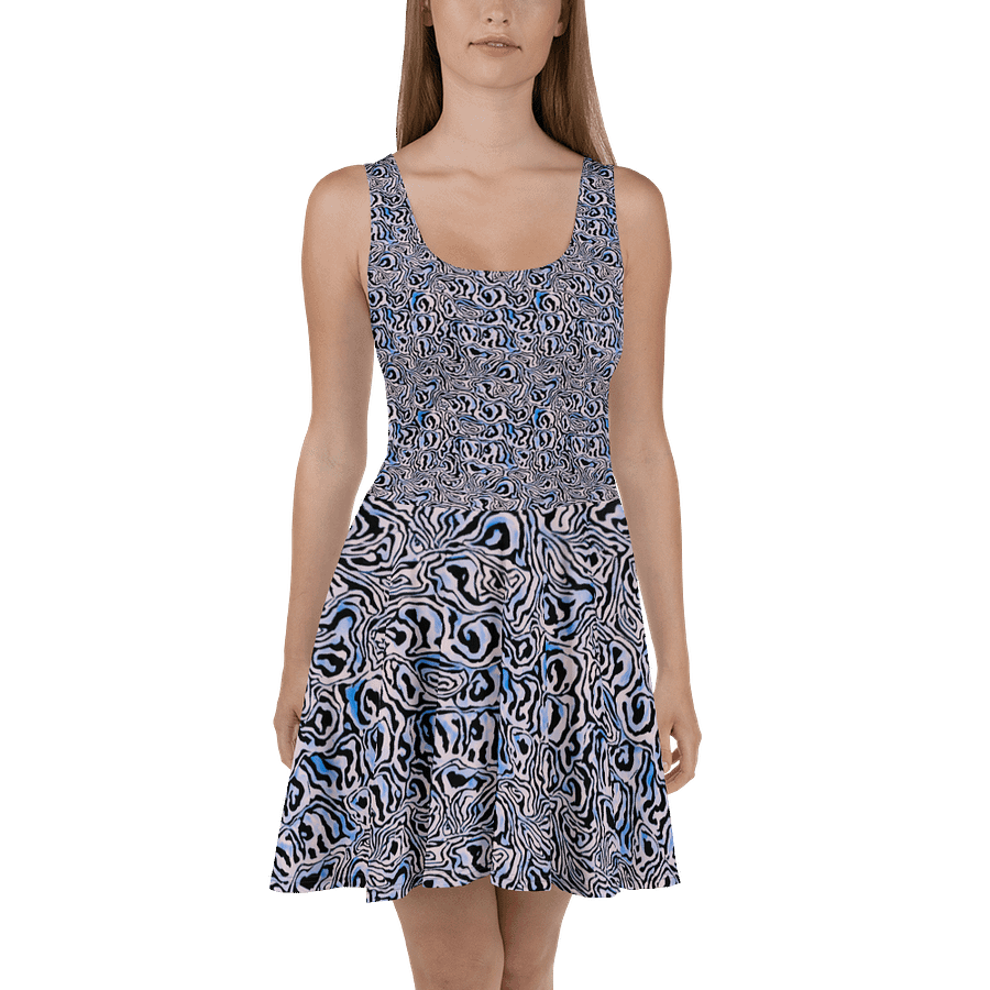 Blue Black Snake Pattern Skater Dress product image (2)