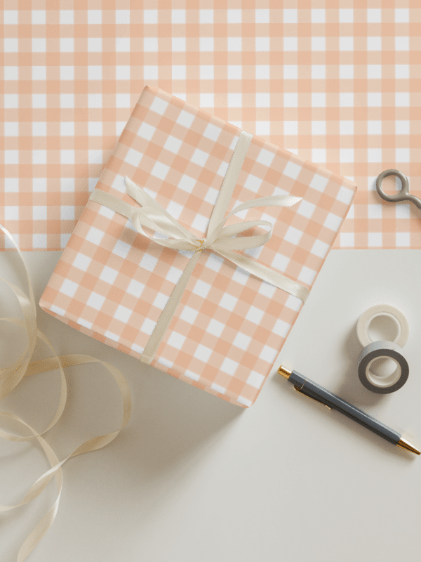 Peachy Gingham Gift Wrap Set (Set of 3) product image (1)