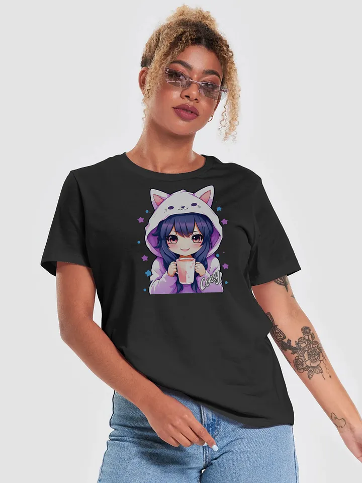 Cozy Kawaii Anime Girl v1 - Bella Canvas Women's Supersoft Relaxed-fit T-Shirt product image (1)