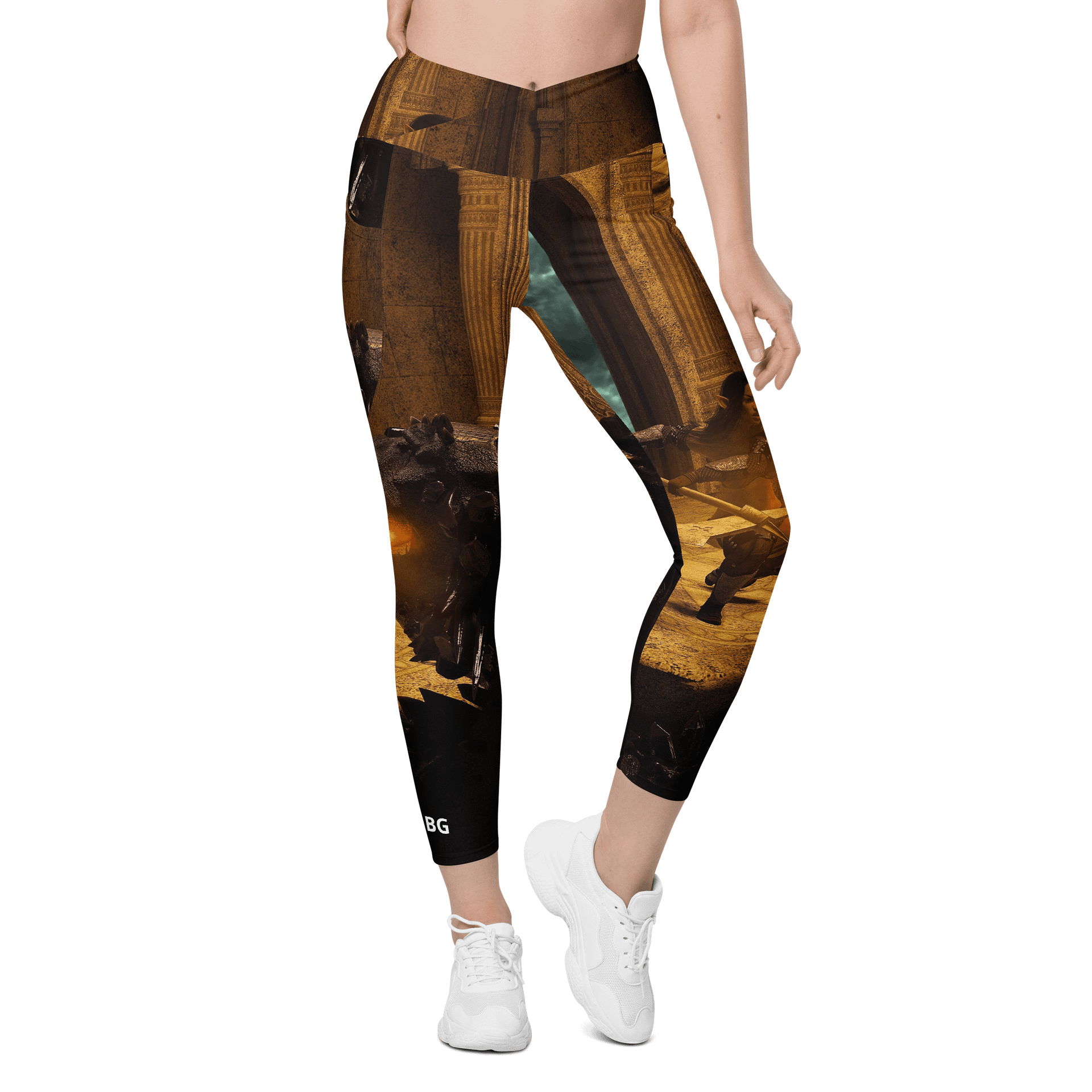 'Elven Stories - Warriors Cry Too' Crossover Leggings with Pockets product image (1)