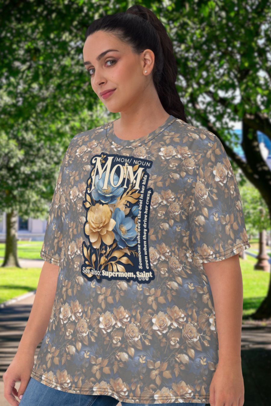 Funny Mom Floral All Over Print T-shirt product image (3)