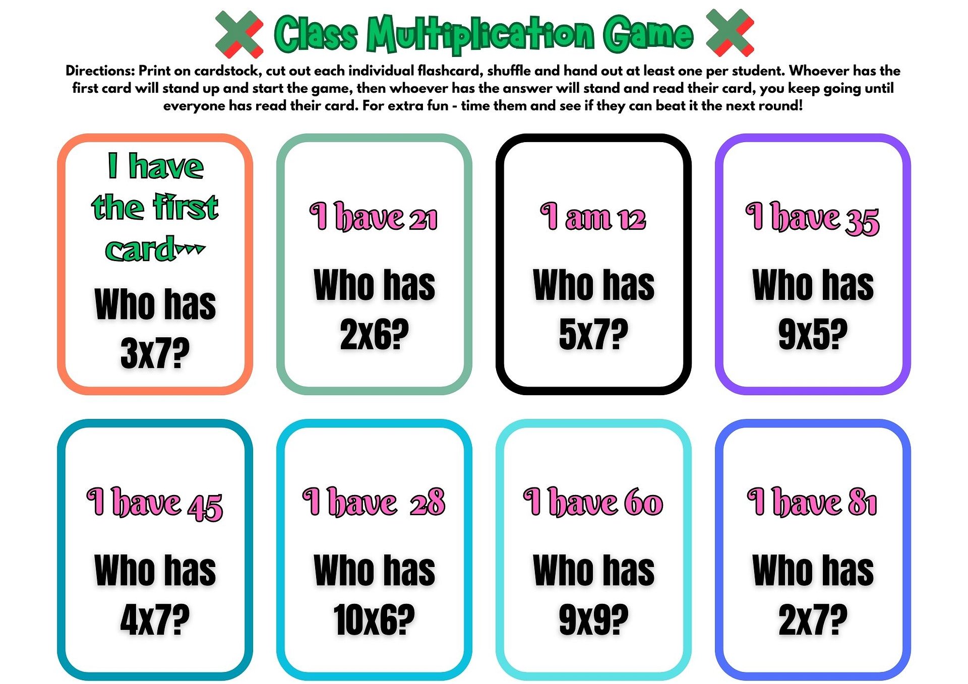 Class Multiplication Game product image (1)