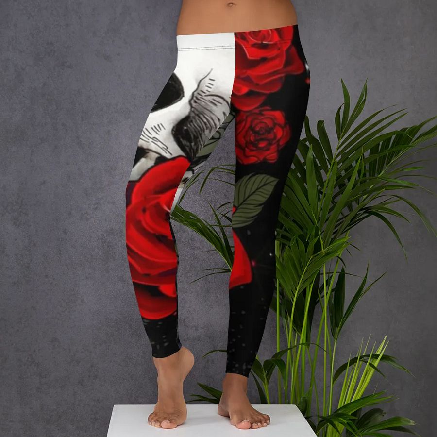 Gothic Rose Skull All-Over Leggings product image (5)