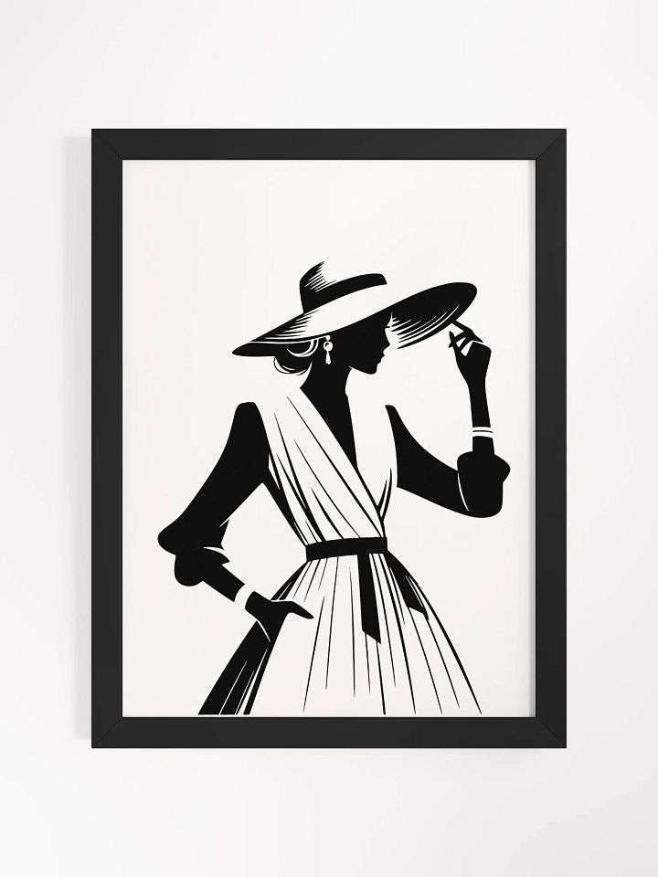 Elegant Church Lady – Black & White Vector Art (Framed Poster) product image (6)