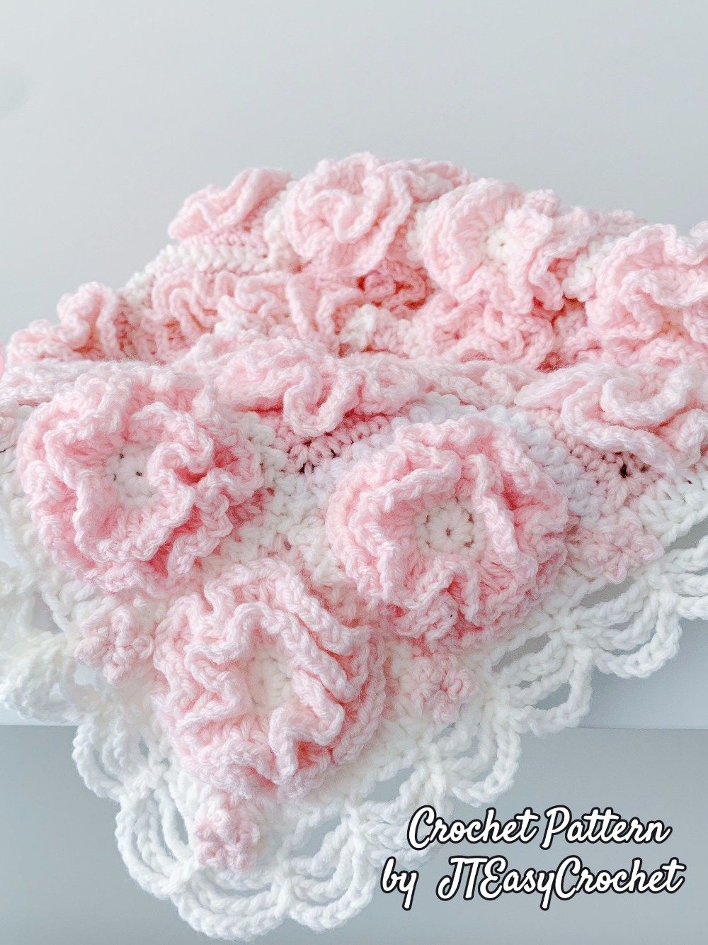 Rose Flower Baby Blanket Crochet Pattern, Floral Granny Square Throw Blanket, Boho Home Decor product image (4)
