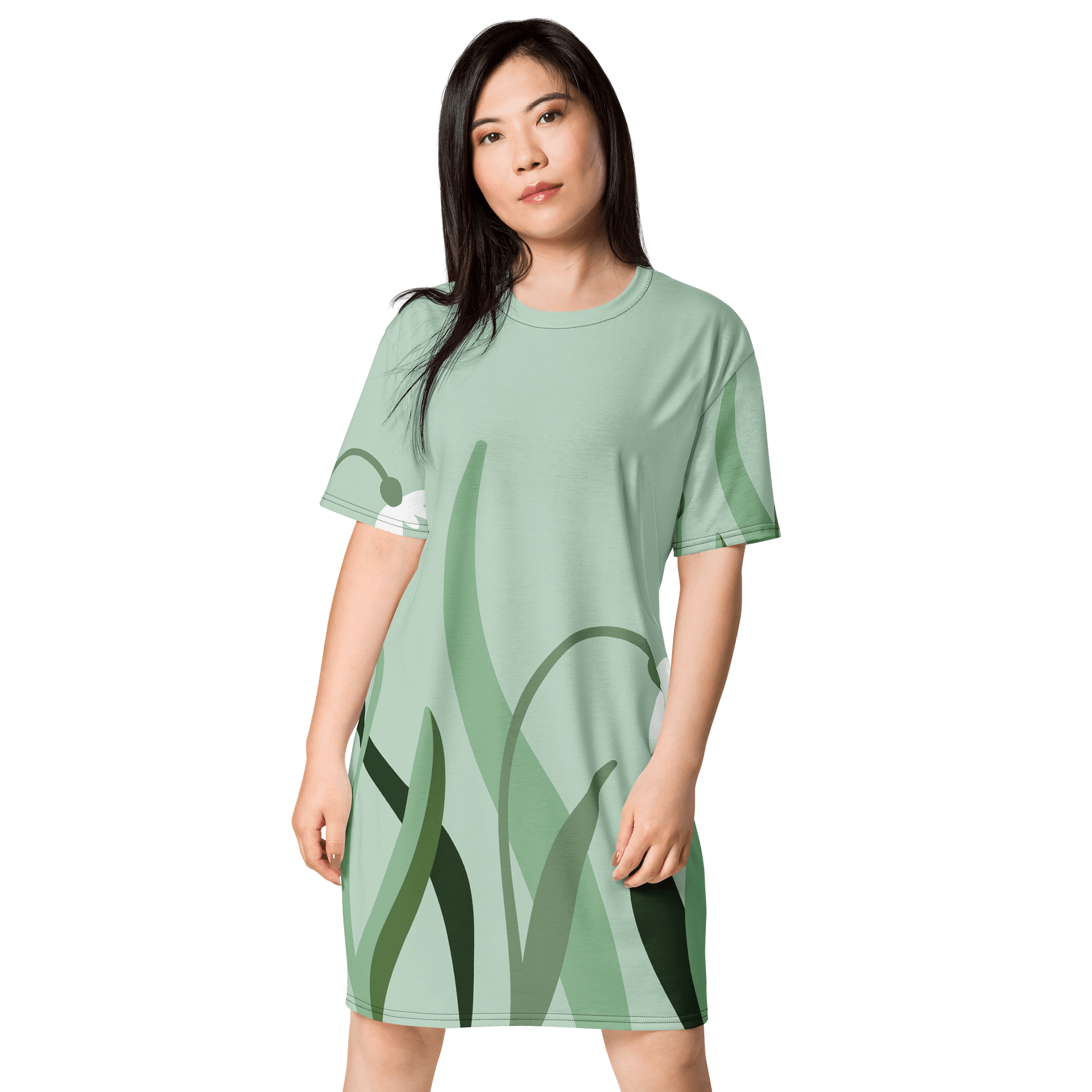 Elegant Green Leaf Oversized T-Shirt Dress - Exclusive TDSMUSIC Design product image (1)