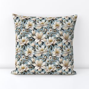 Seamless Pattern - White and Beige Flowers on a Light Blue Background product image (5)