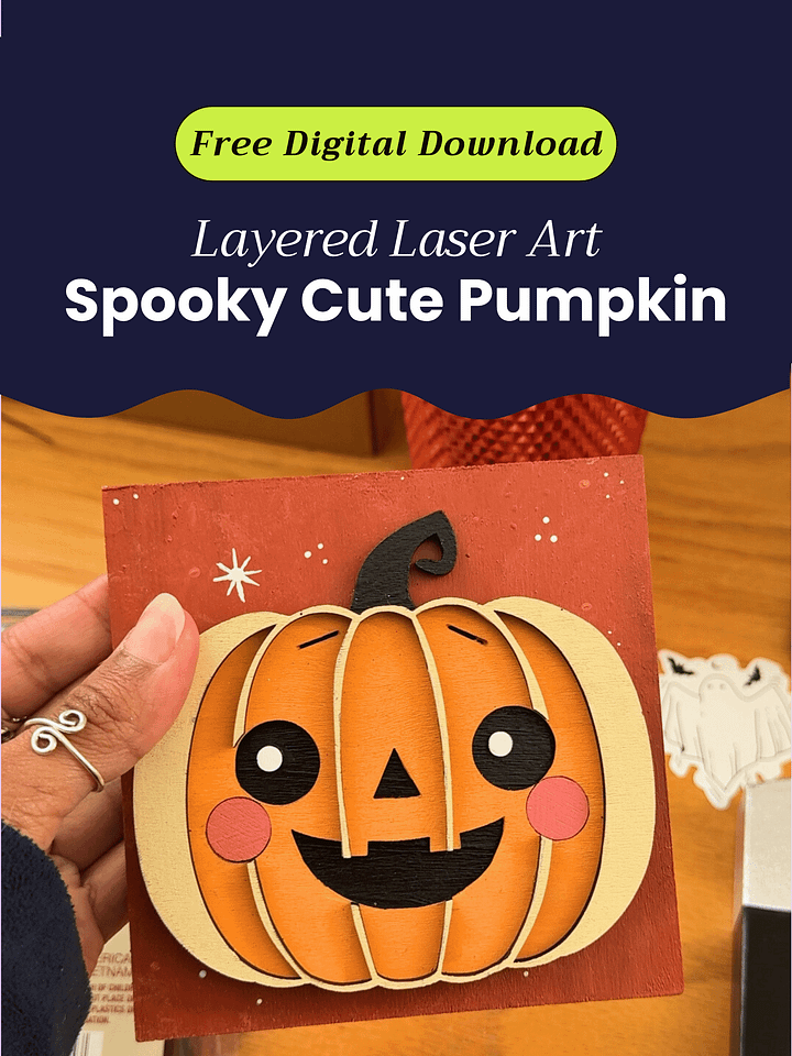 Spooky Cute Pumpkin | Free Laser Cut File product image (1)
