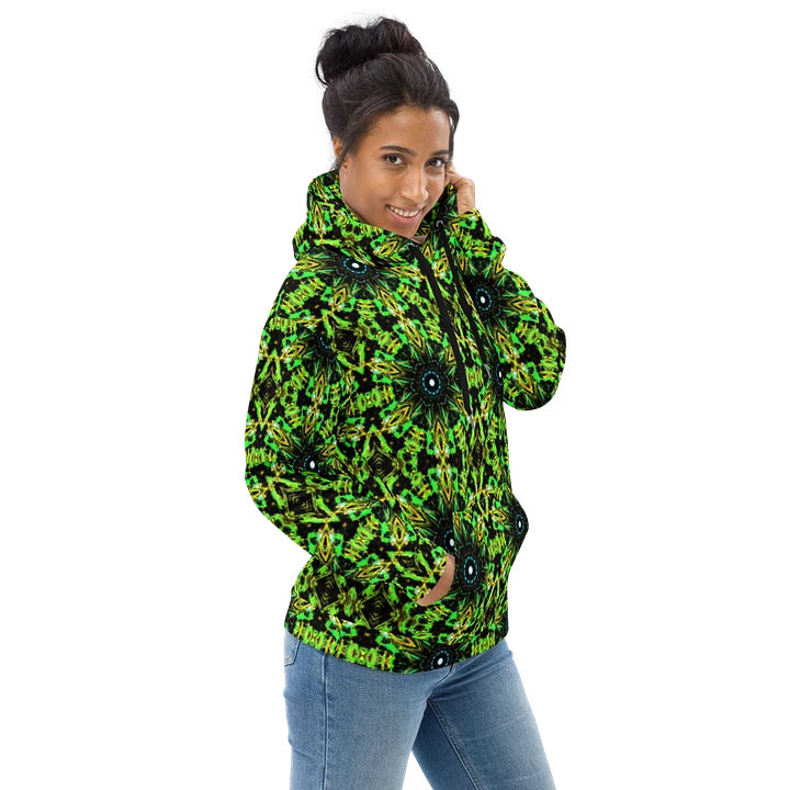 Abstract Repeating Neon Green Kaleidoscope Pattern Unisex Unisex All Over Print Hoodie product image (1)