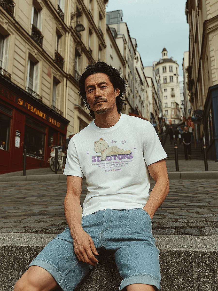 Trendy Purple Graphic T Shirt Serotonin Mood Cat Tee product image (3)