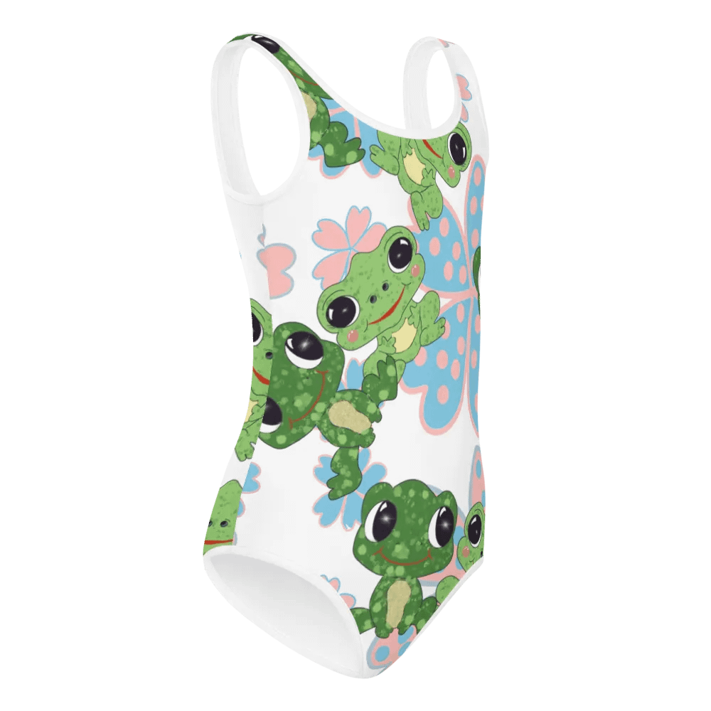 Whimsical Frogs and Flowers Kids Swimsuit product image (4)