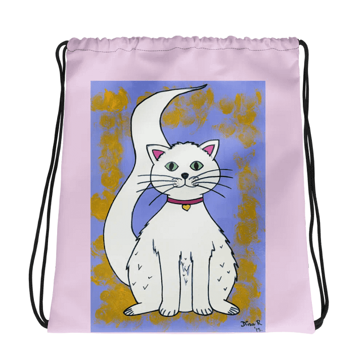 Cat (art by Dina R.) acrylic painting picture - Drawstring Bag product image (1)