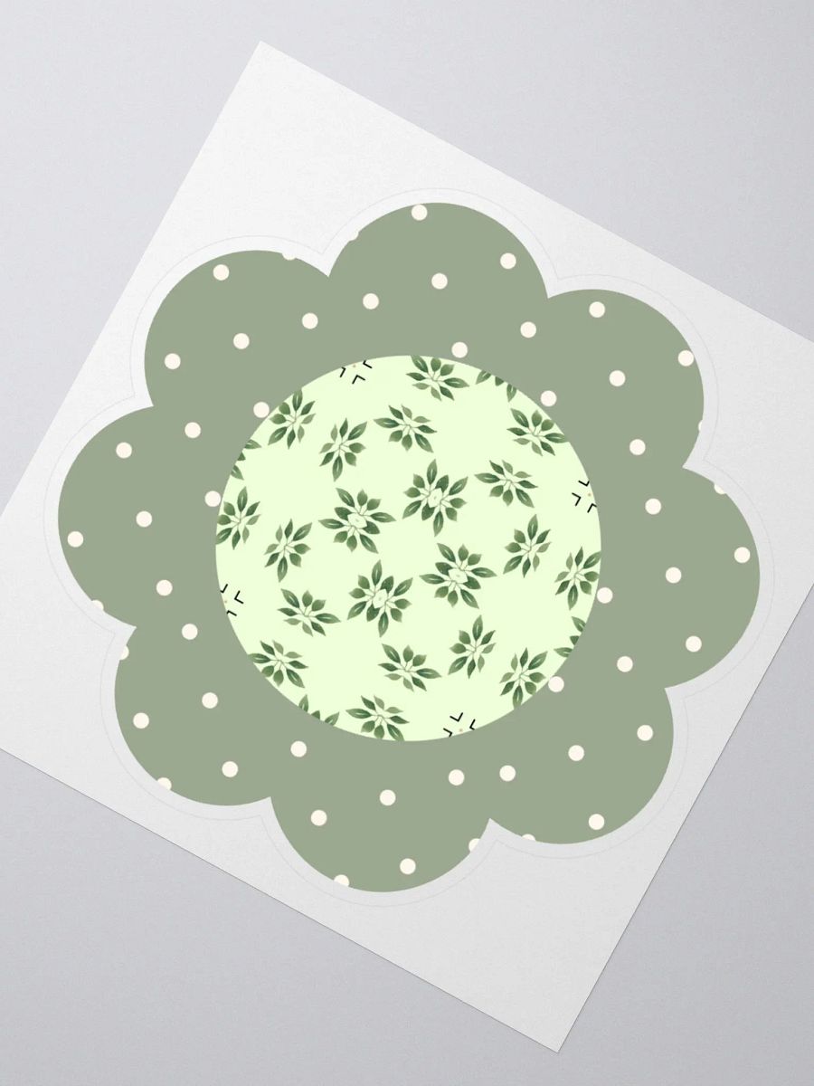 Green Floral Sticker – Dotted Petals and Green Patterned Center product image (2)