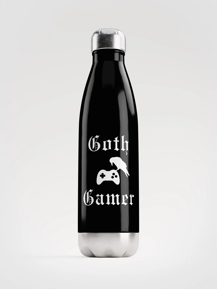 Goth Gamer Insulated Water Bottle with Crow & Controller Design product image (1)