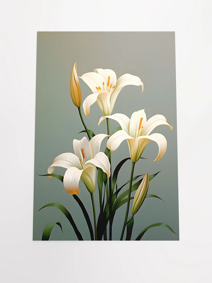 Elegant Easter Lily Poster: Realistic Botanical Wall Art for Tranquil Home Decor Matte Poster product image (2)