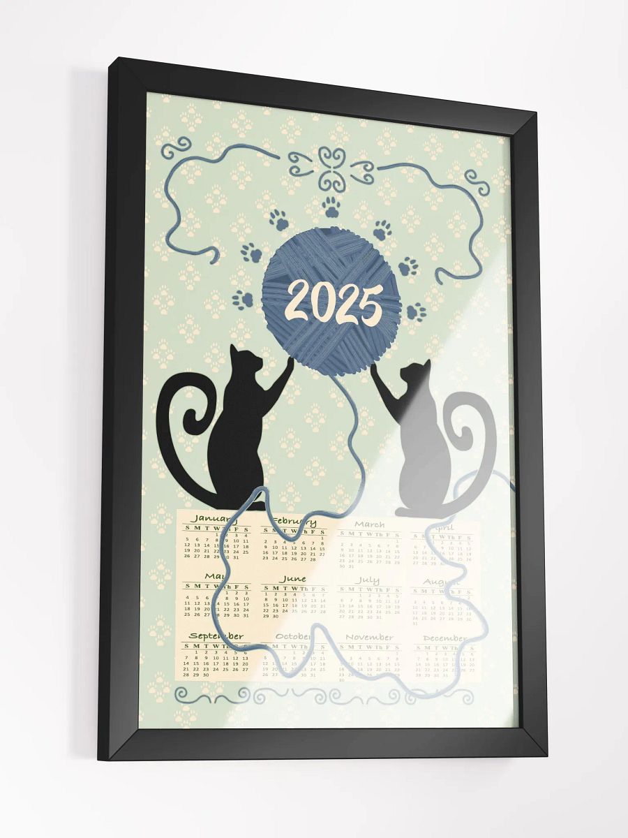 Framed "Cat’s At Play" 2025 Calendar Poster – Green product image (3)