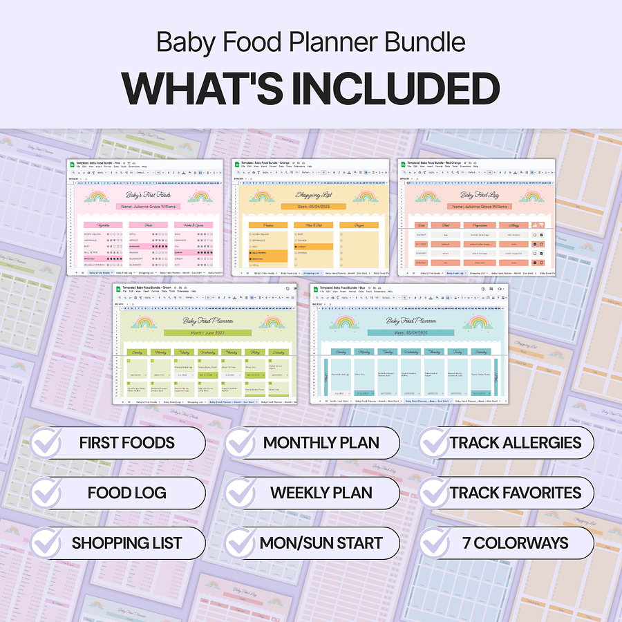 Baby Food Planner Bundle Google Sheets product image (2)